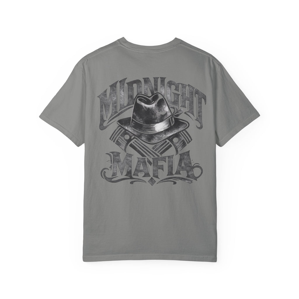 Midnight Mafia Graphic T-Shirt — Vintage Hat & Pistons Design