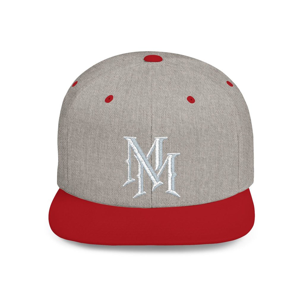 Flat Bill Snapback Hat — Embroidered "MM" Monogram Streetwear Cap