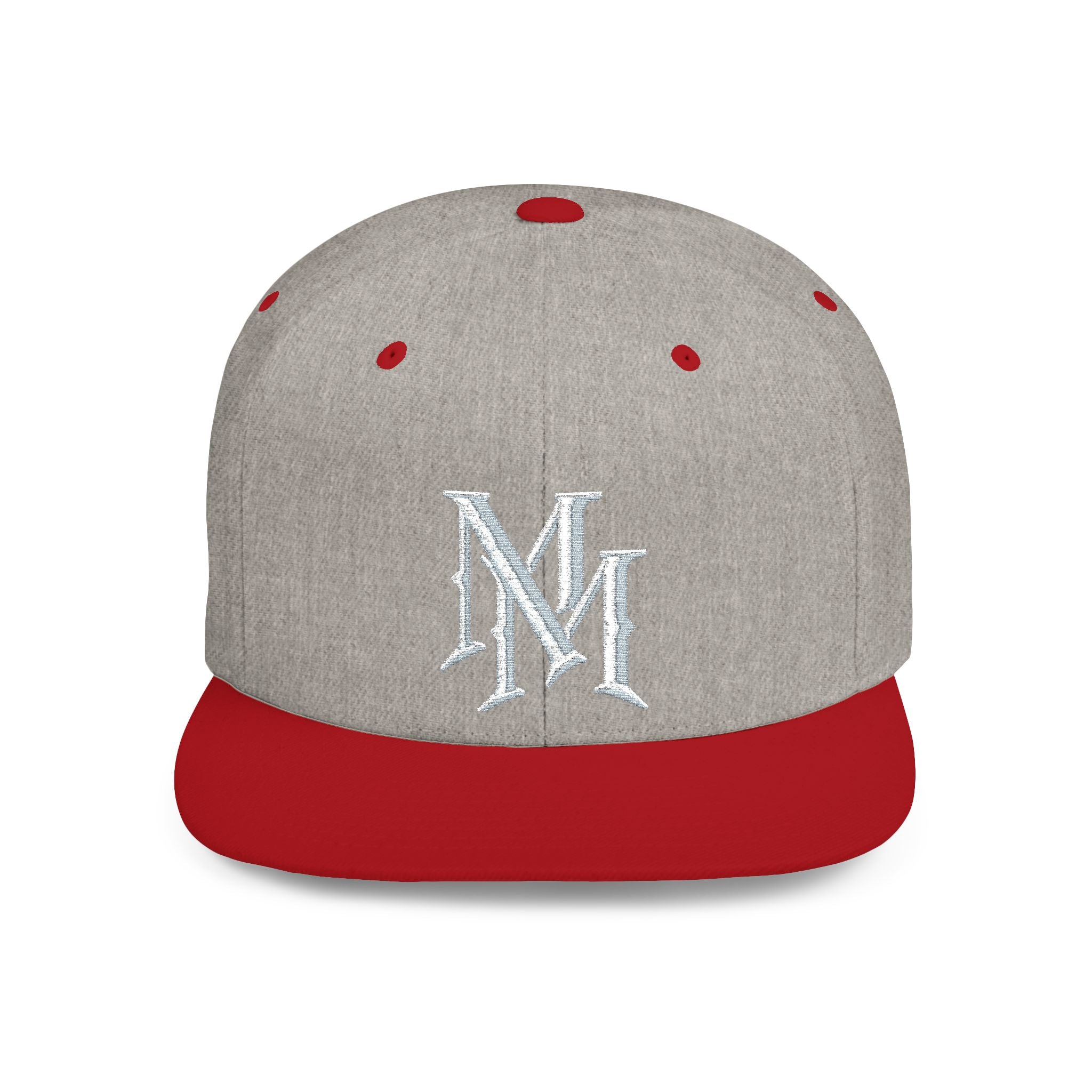 Flat Bill Snapback Hat — Embroidered "MM" Monogram Streetwear Cap