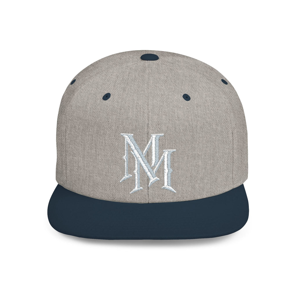 Flat Bill Snapback Hat — Embroidered "MM" Monogram Streetwear Cap