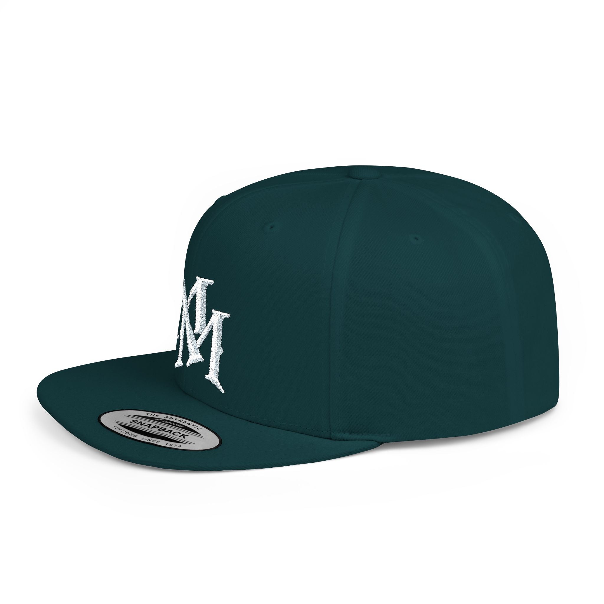 Flat Bill Snapback Hat — Embroidered "MM" Monogram Streetwear Cap