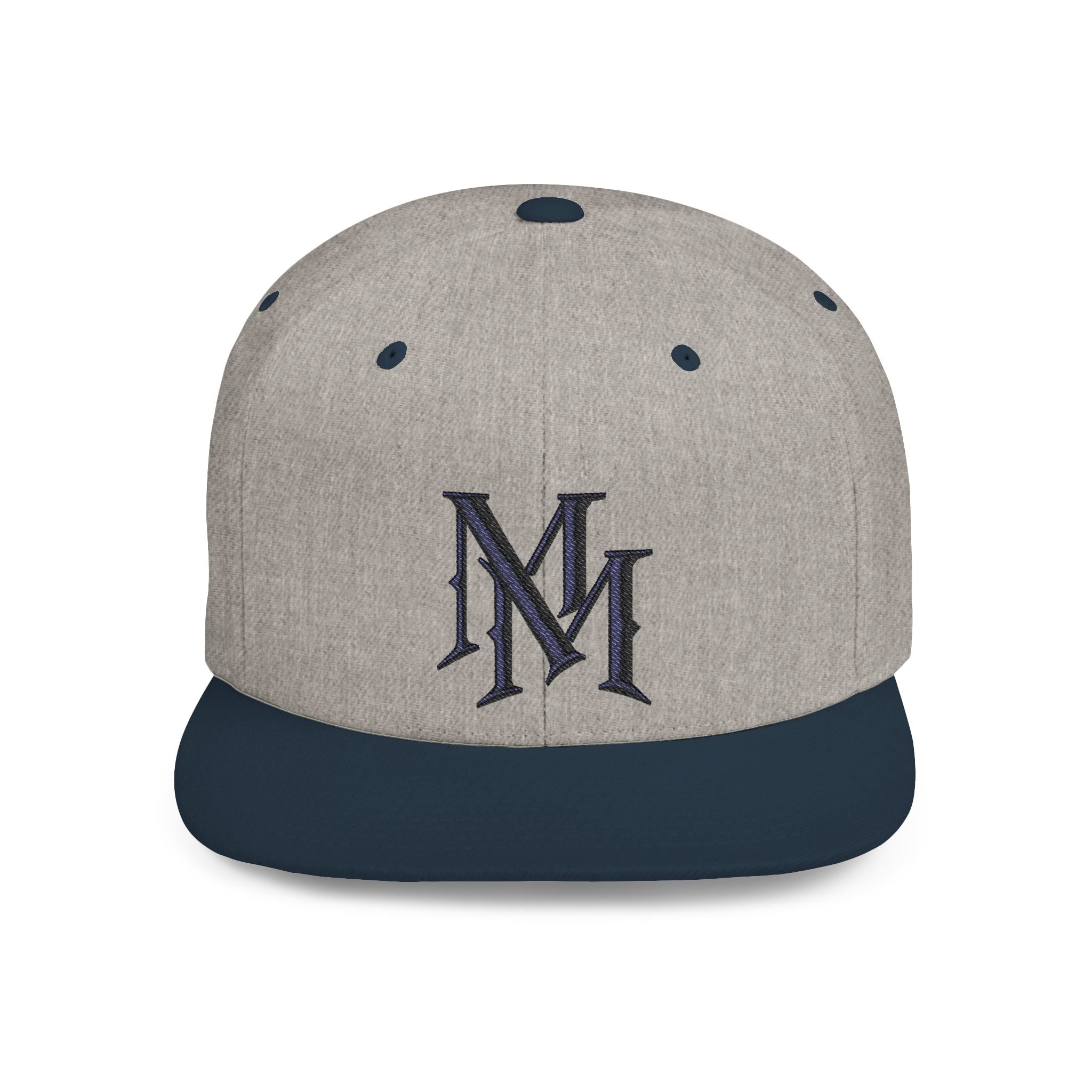Flat Bill Snapback Hat - Monogram 'MM' Embroidered Streetwear Cap
