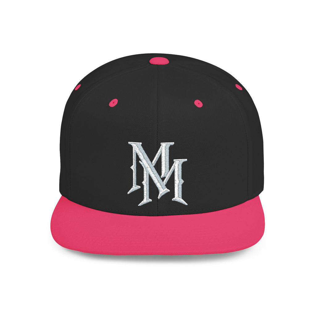 Flat Bill Snapback Hat — Embroidered "MM" Monogram Streetwear Cap