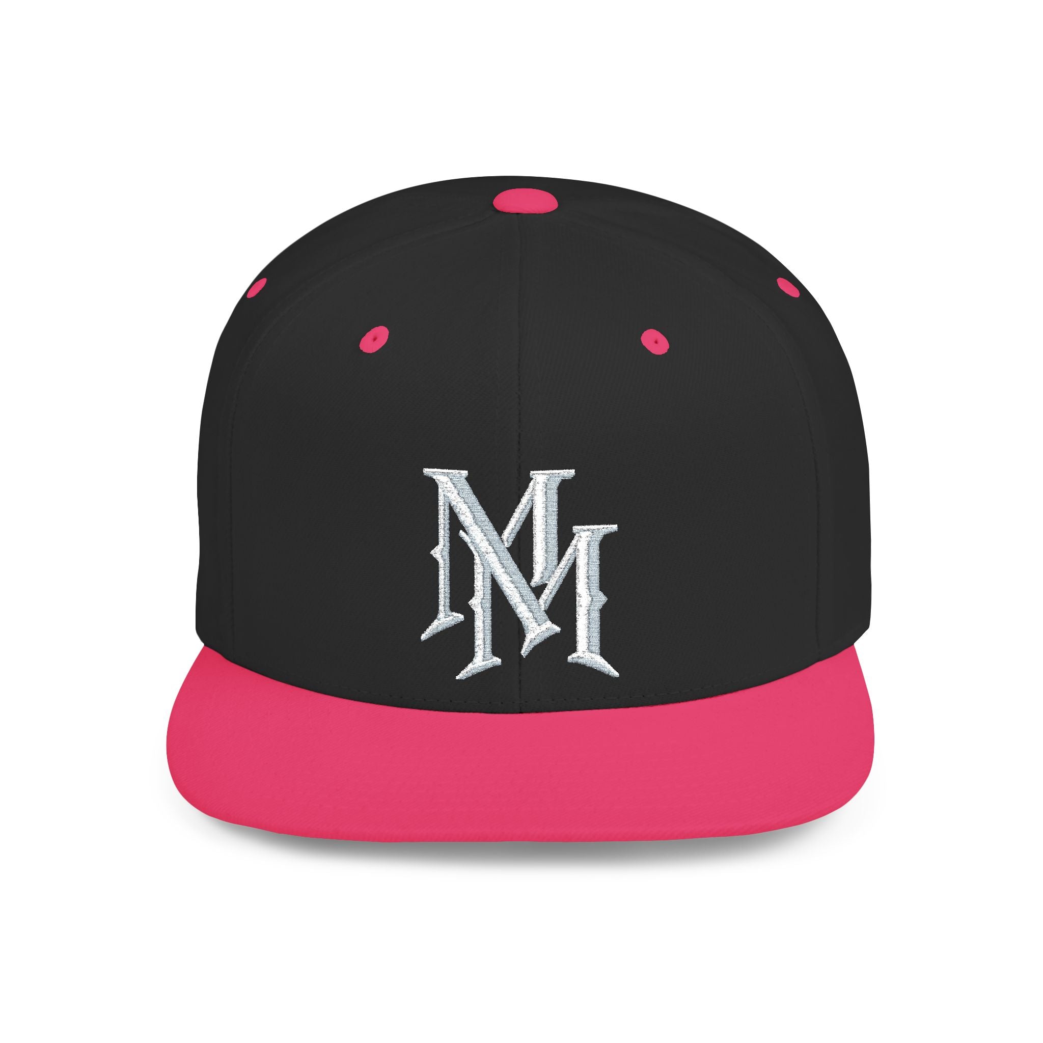 Flat Bill Snapback Hat — Embroidered "MM" Monogram Streetwear Cap