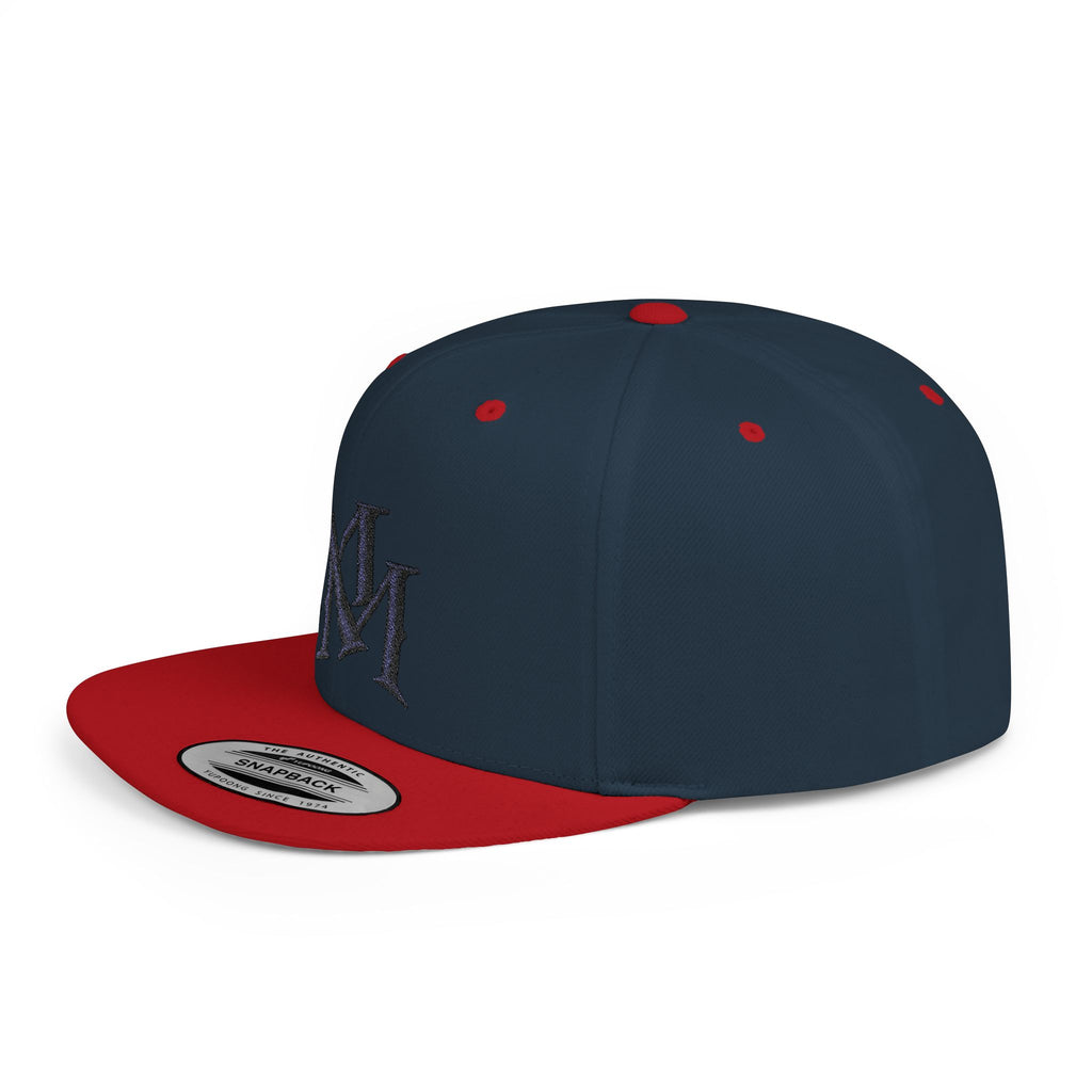 Flat Bill Snapback Hat - Monogram 'MM' Embroidered Streetwear Cap