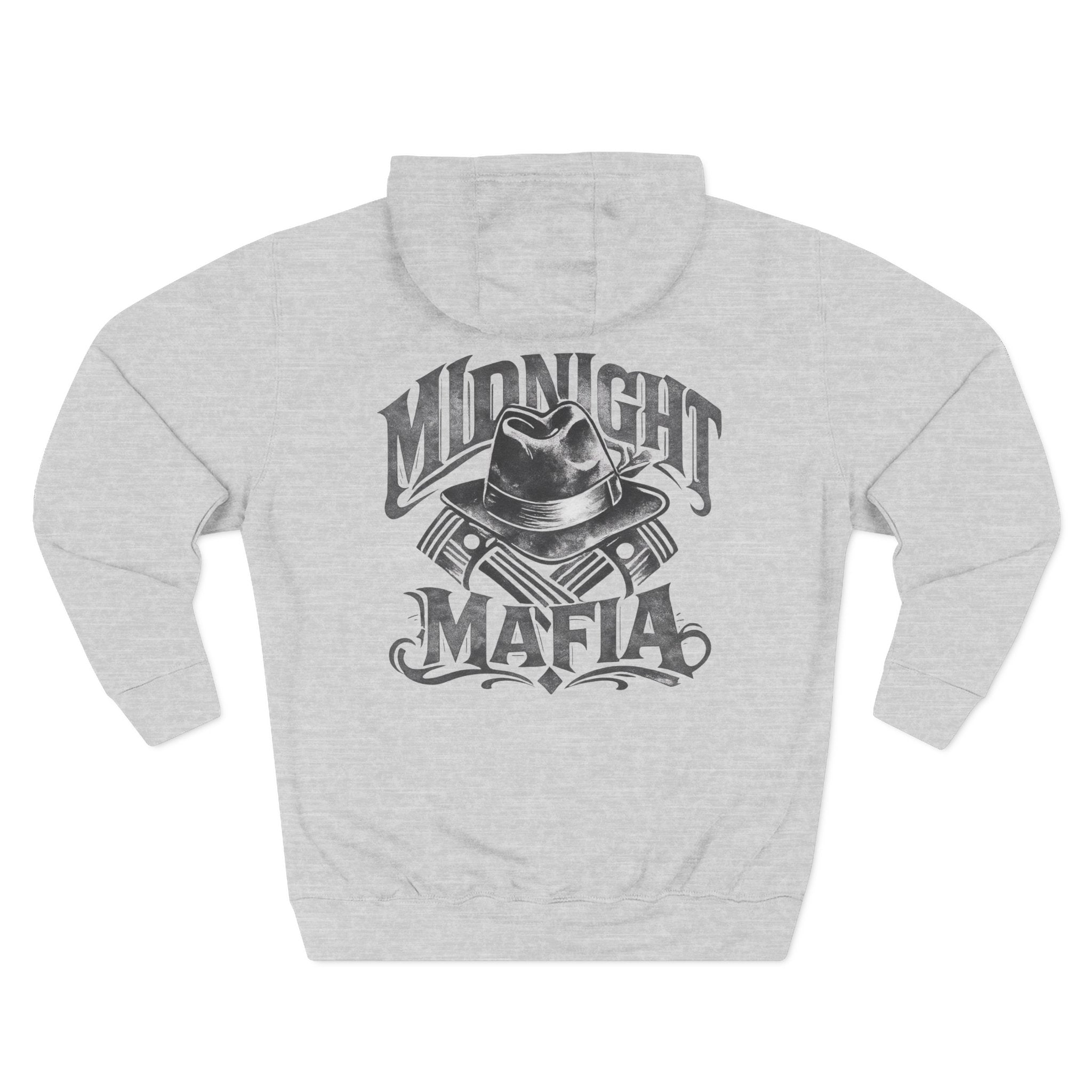 Midnight Mafia Hoodie — Vintage Piston & Fedora Streetwear Pullover