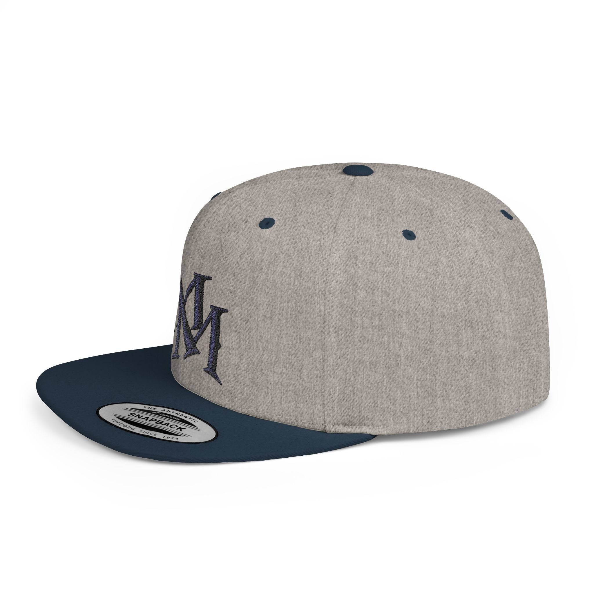 Flat Bill Snapback Hat - Monogram 'MM' Embroidered Streetwear Cap
