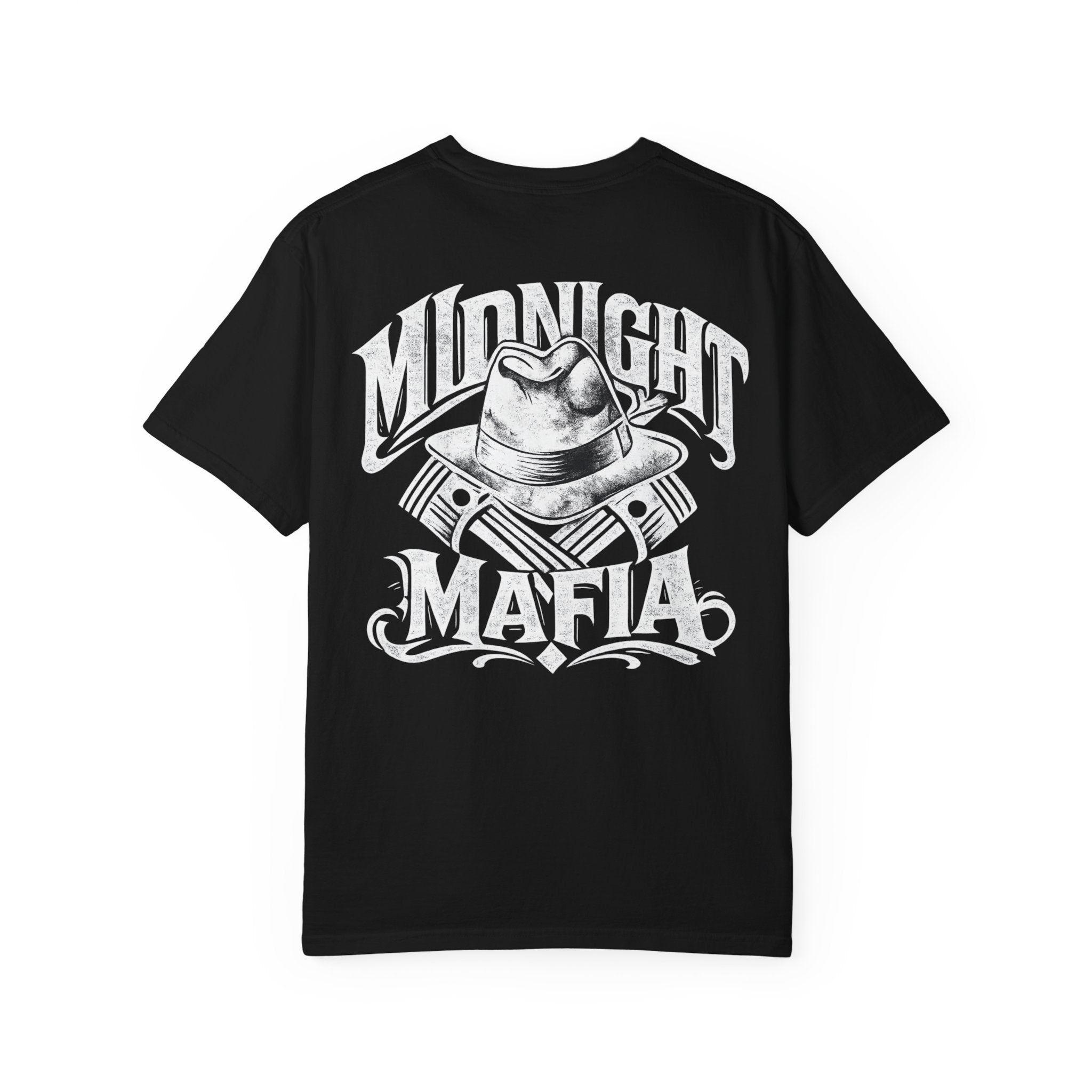 Midnight Mafia Graphic T-Shirt — Vintage Hat & Pistons Design