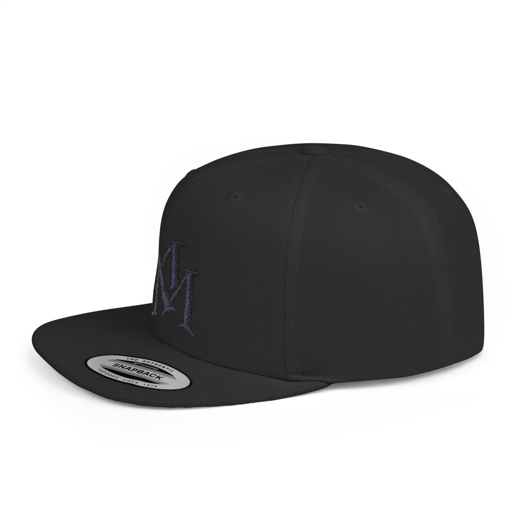 Flat Bill Snapback Hat - Monogram 'MM' Embroidered Streetwear Cap