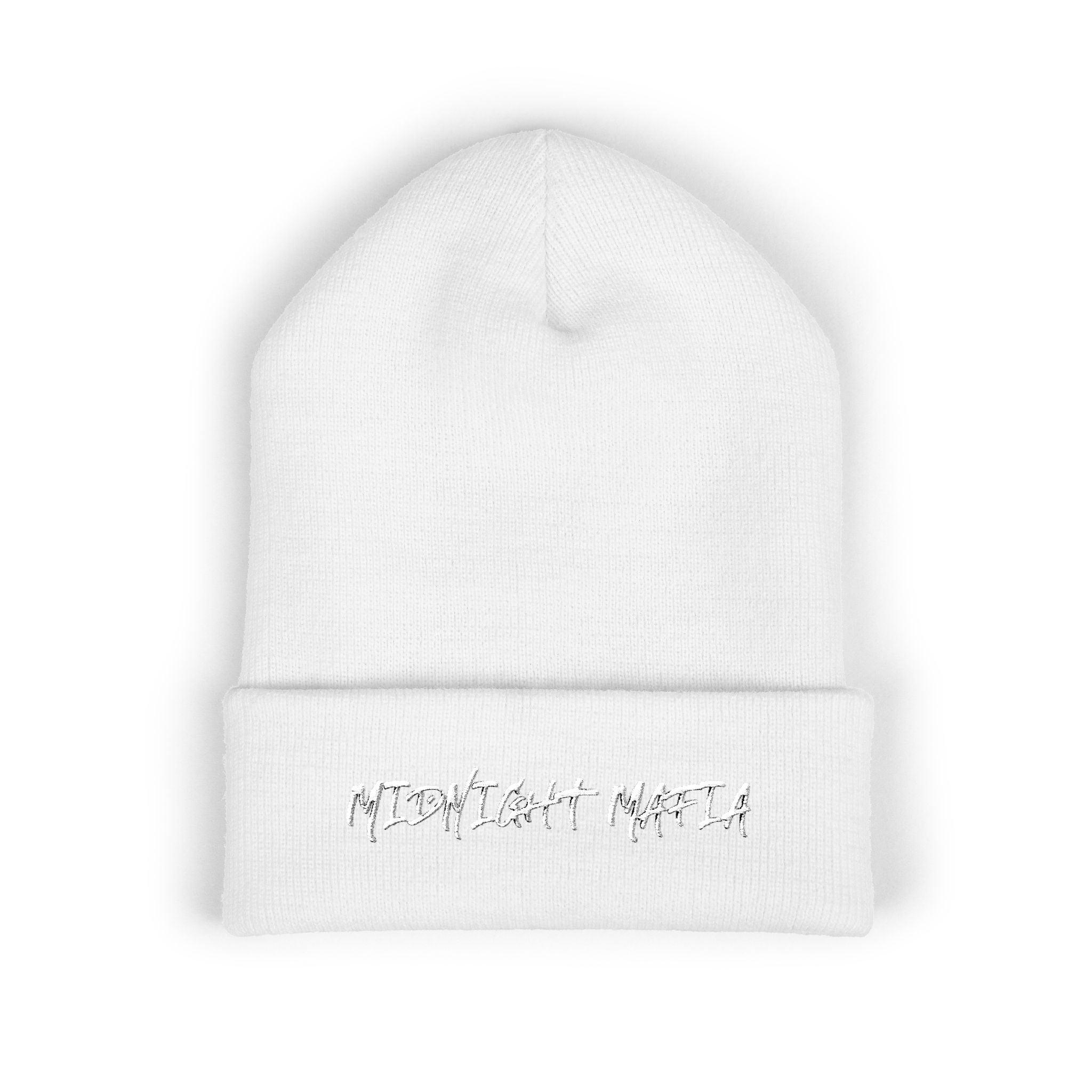 Embroidered Classic Cuffed Beanie — Midnight Mafia Block Logo Winter Hat