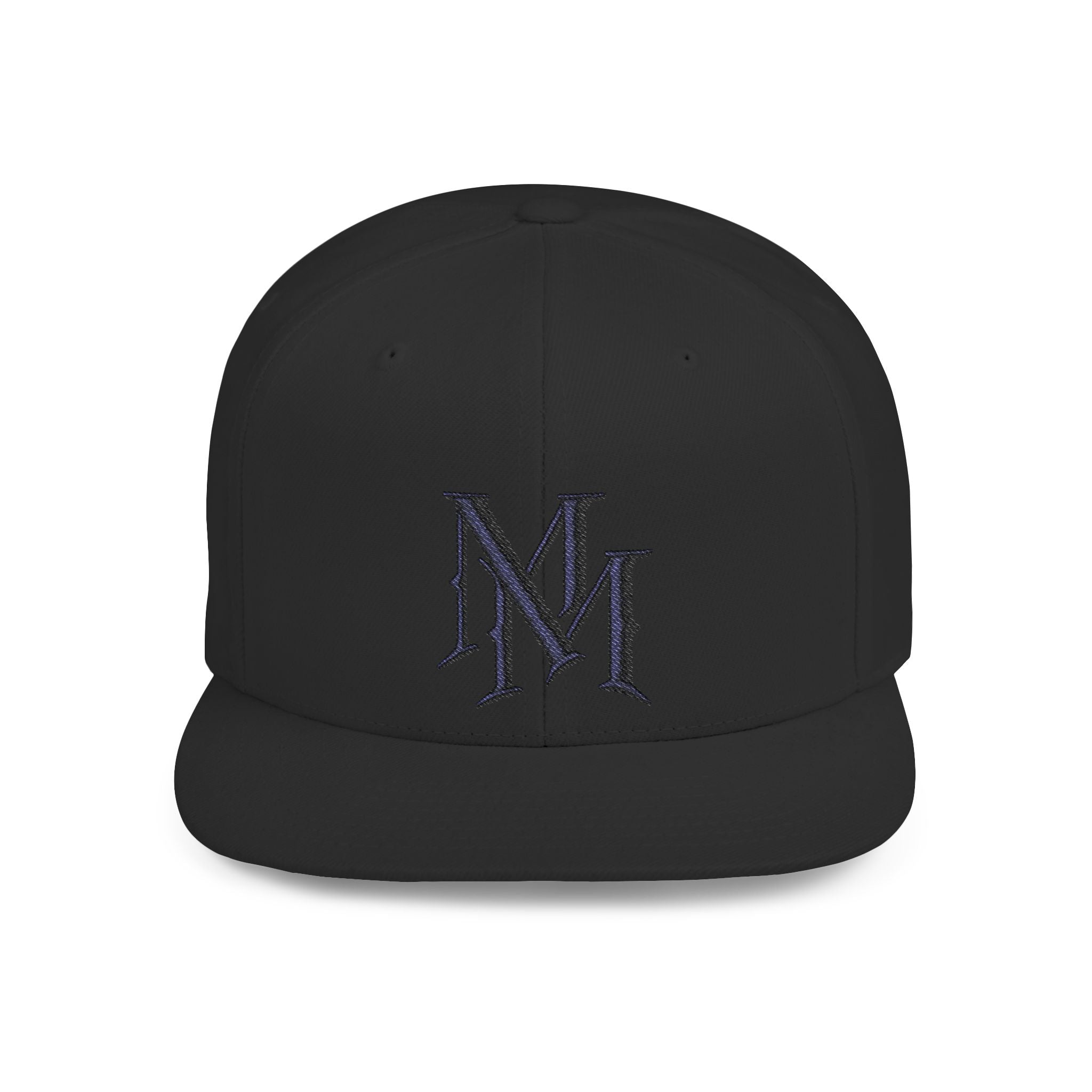 Flat Bill Snapback Hat - Monogram 'MM' Embroidered Streetwear Cap