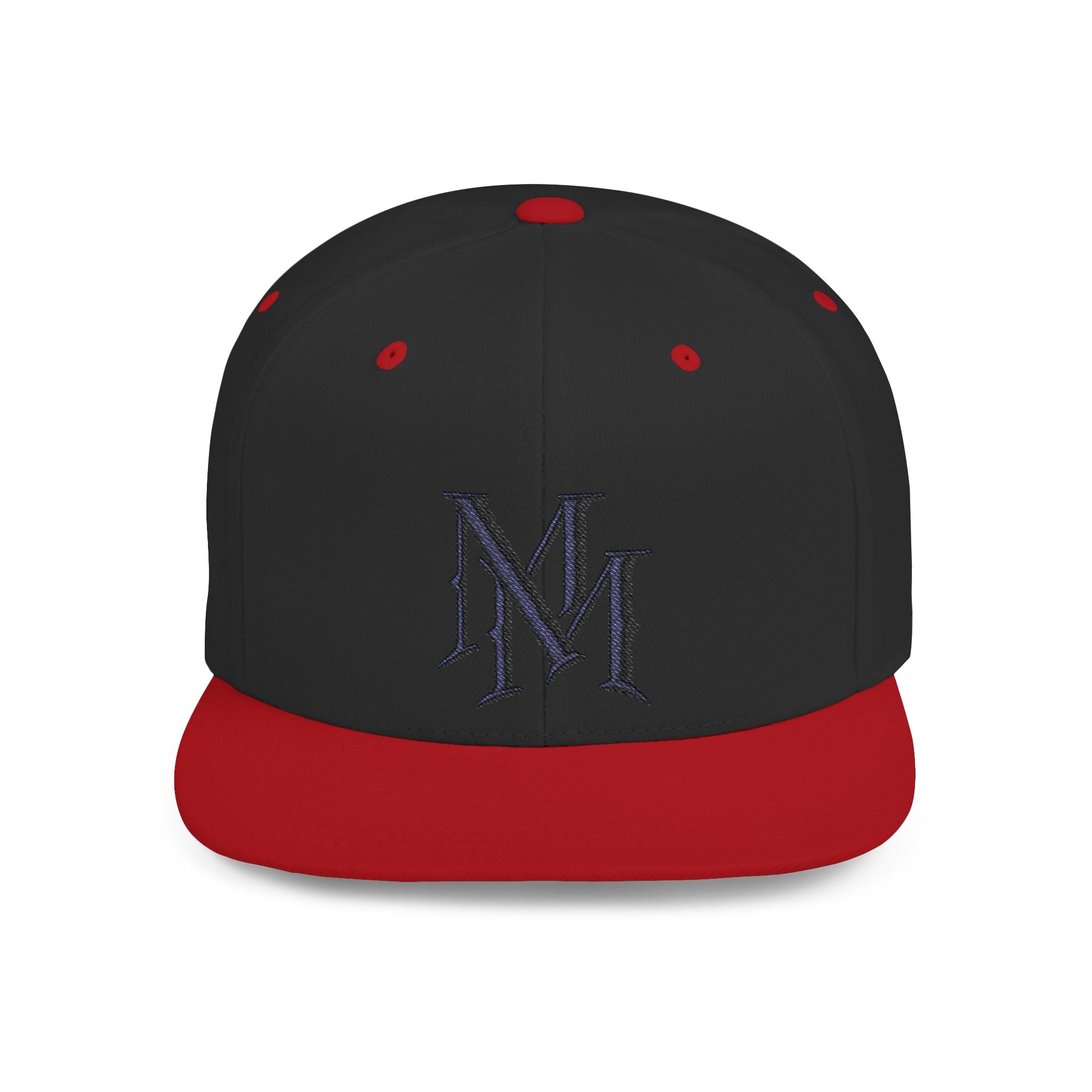 Flat Bill Snapback Hat - Monogram 'MM' Embroidered Streetwear Cap