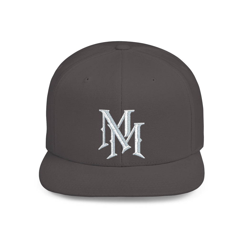 Flat Bill Snapback Hat — Embroidered "MM" Monogram Streetwear Cap