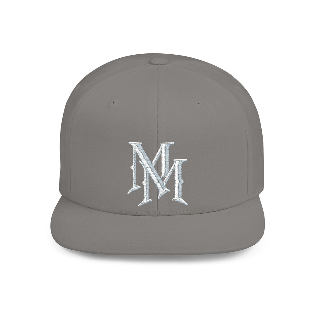 Flat Bill Snapback Hat — Embroidered "MM" Monogram Streetwear Cap