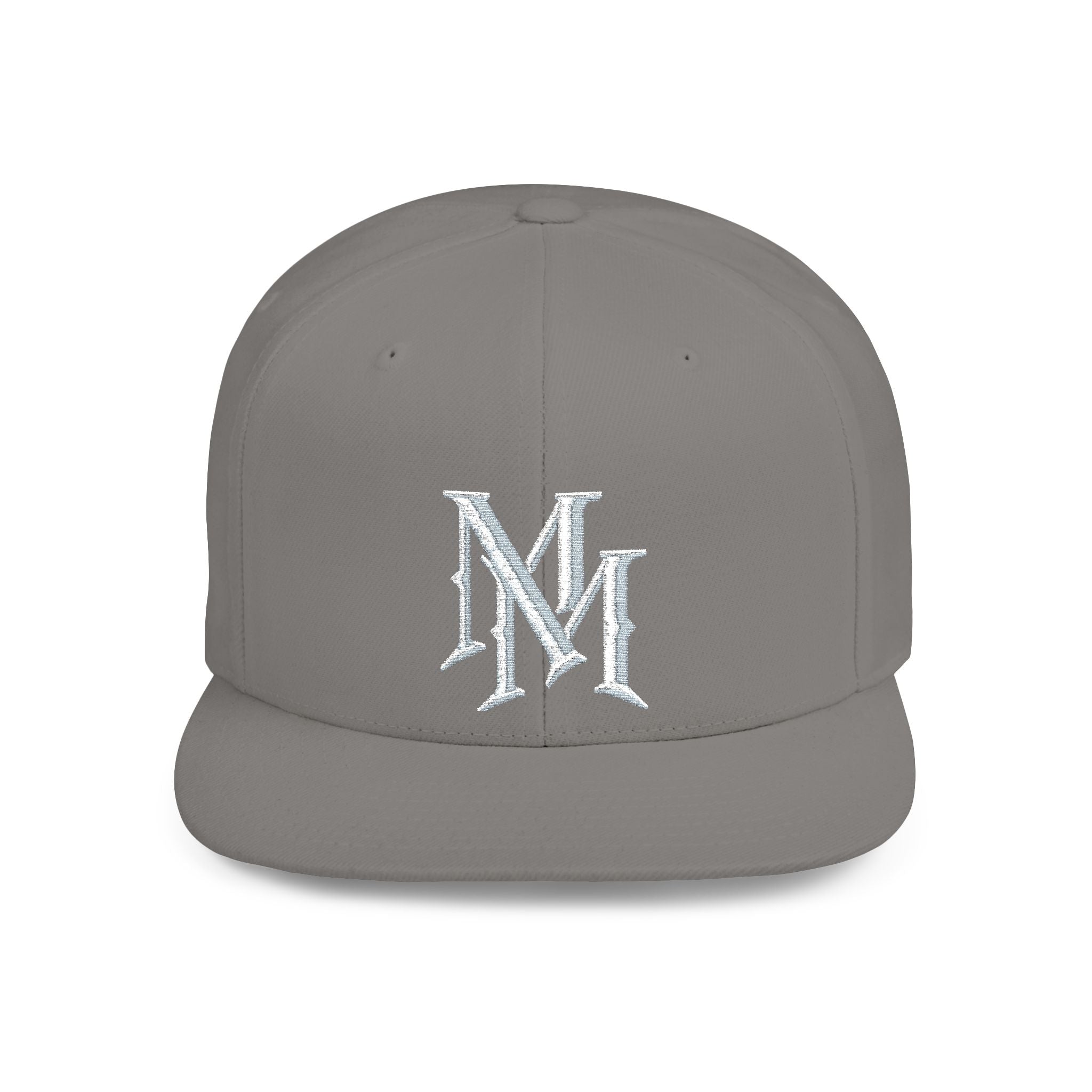 Flat Bill Snapback Hat — Embroidered "MM" Monogram Streetwear Cap