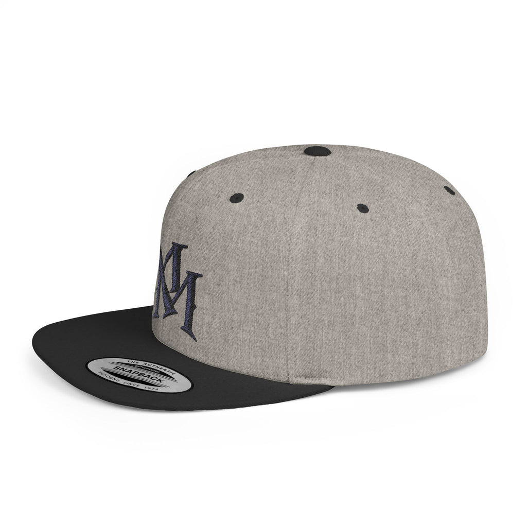 Flat Bill Snapback Hat - Monogram 'MM' Embroidered Streetwear Cap