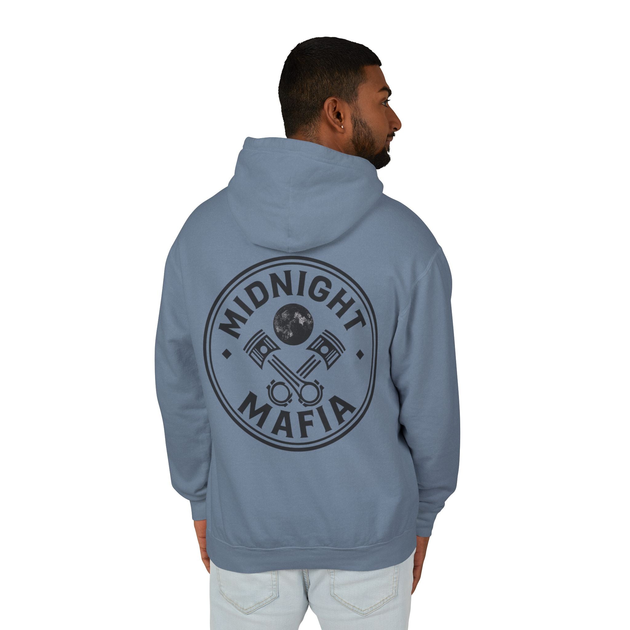 Midnight Mafia Hoodie — Vintage Piston Logo Lightweight Hooded Sweatshirt