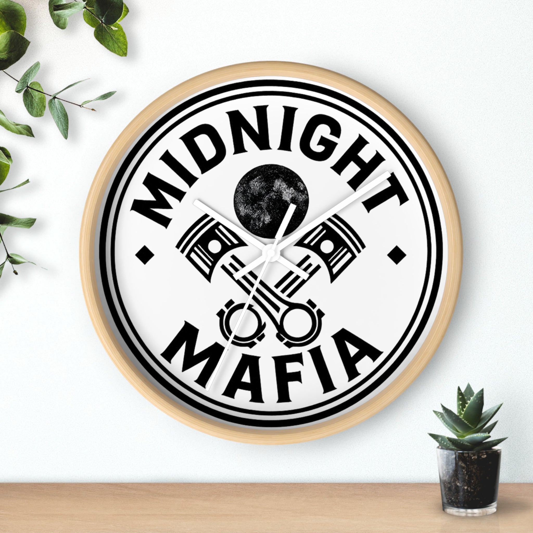 Midnight Mafia Wall Clock — Vintage Piston Auto Mechanics Decor