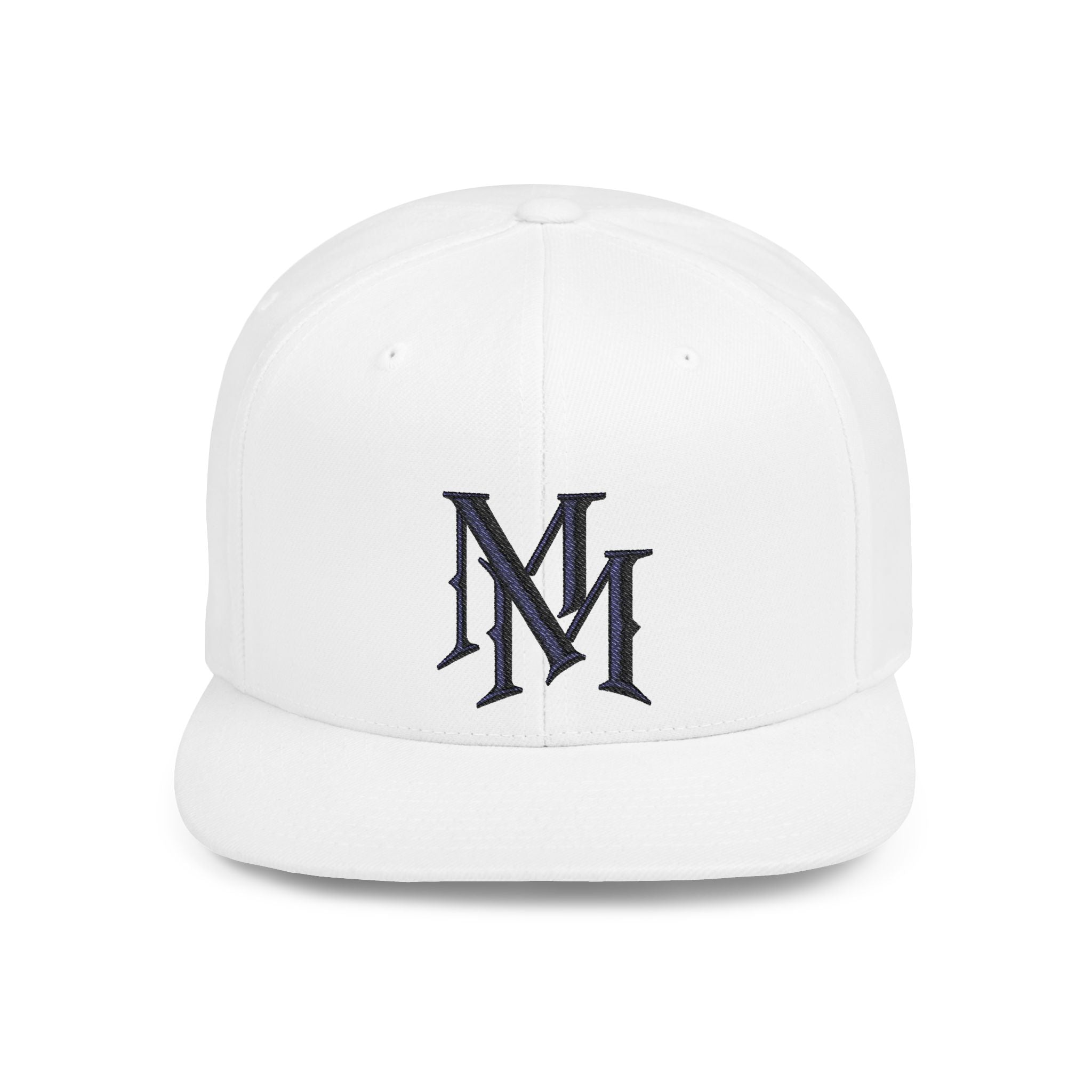 Flat Bill Snapback Hat - Monogram 'MM' Embroidered Streetwear Cap