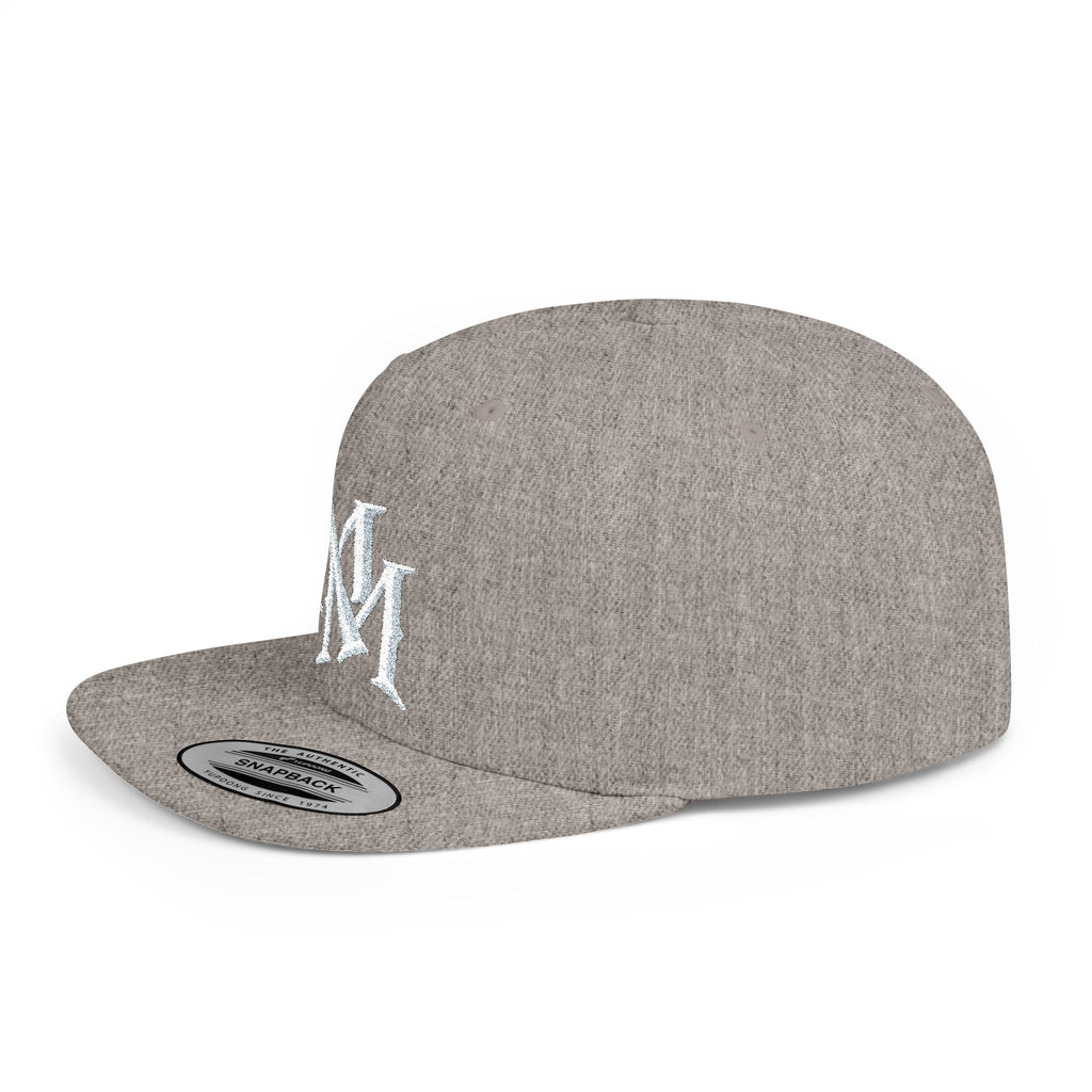 Flat Bill Snapback Hat — Embroidered "MM" Monogram Streetwear Cap