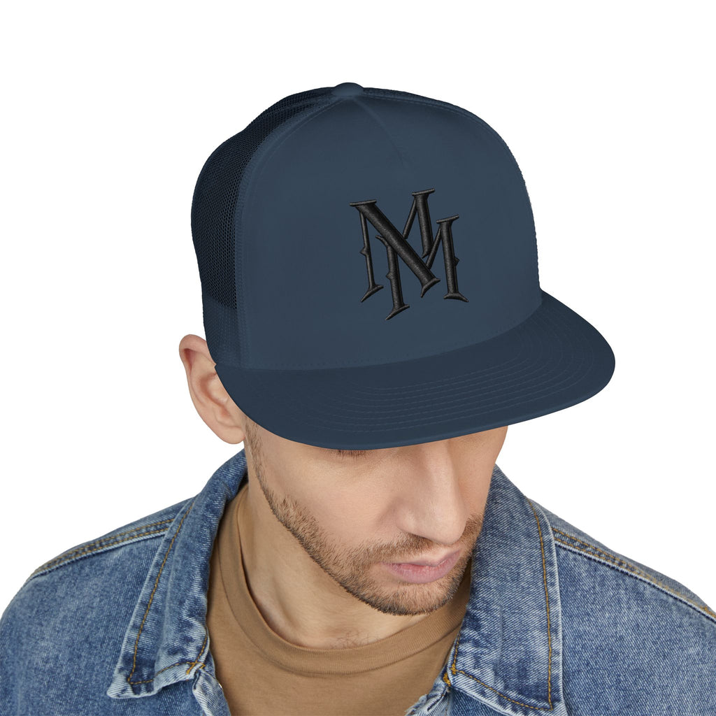 Monogram 'MM' Embroidered Trucker Cap — Classic Vintage Logo Snapback