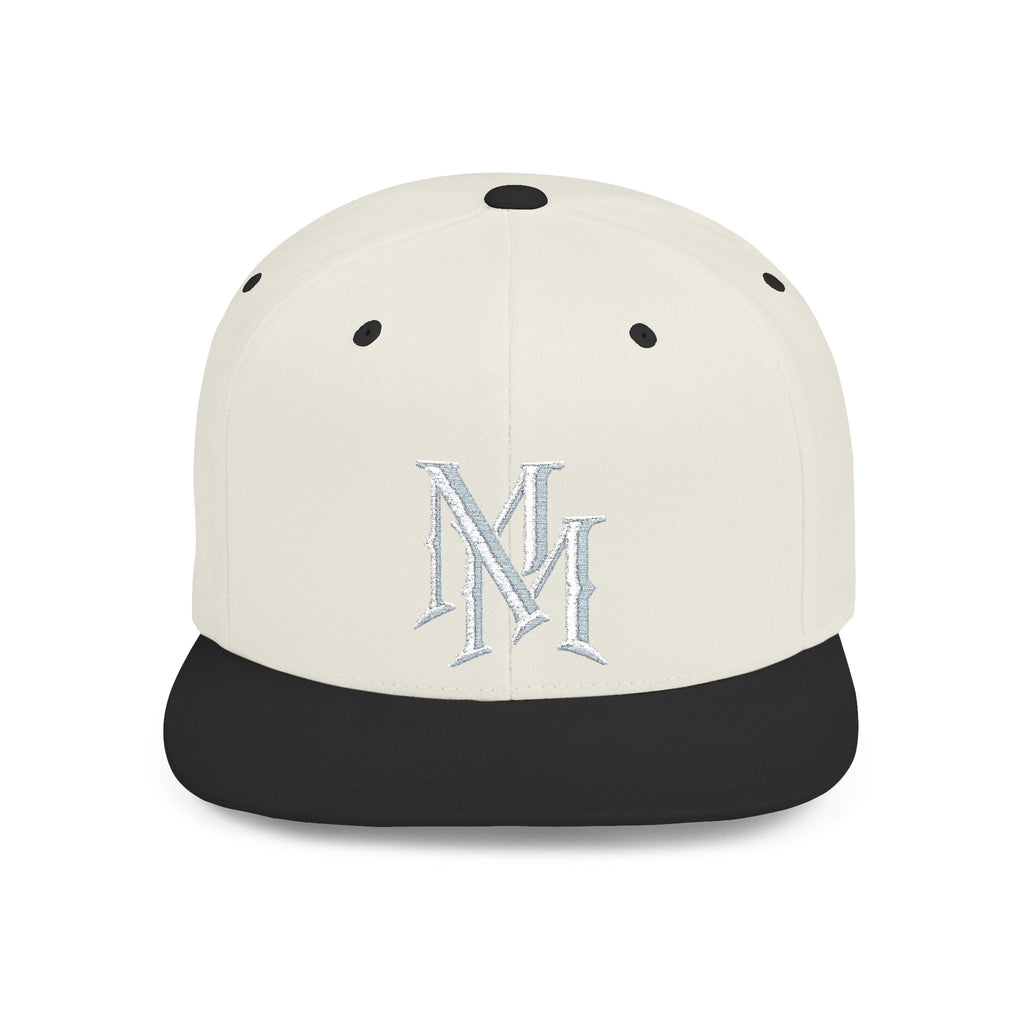 Flat Bill Snapback Hat — Embroidered "MM" Monogram Streetwear Cap