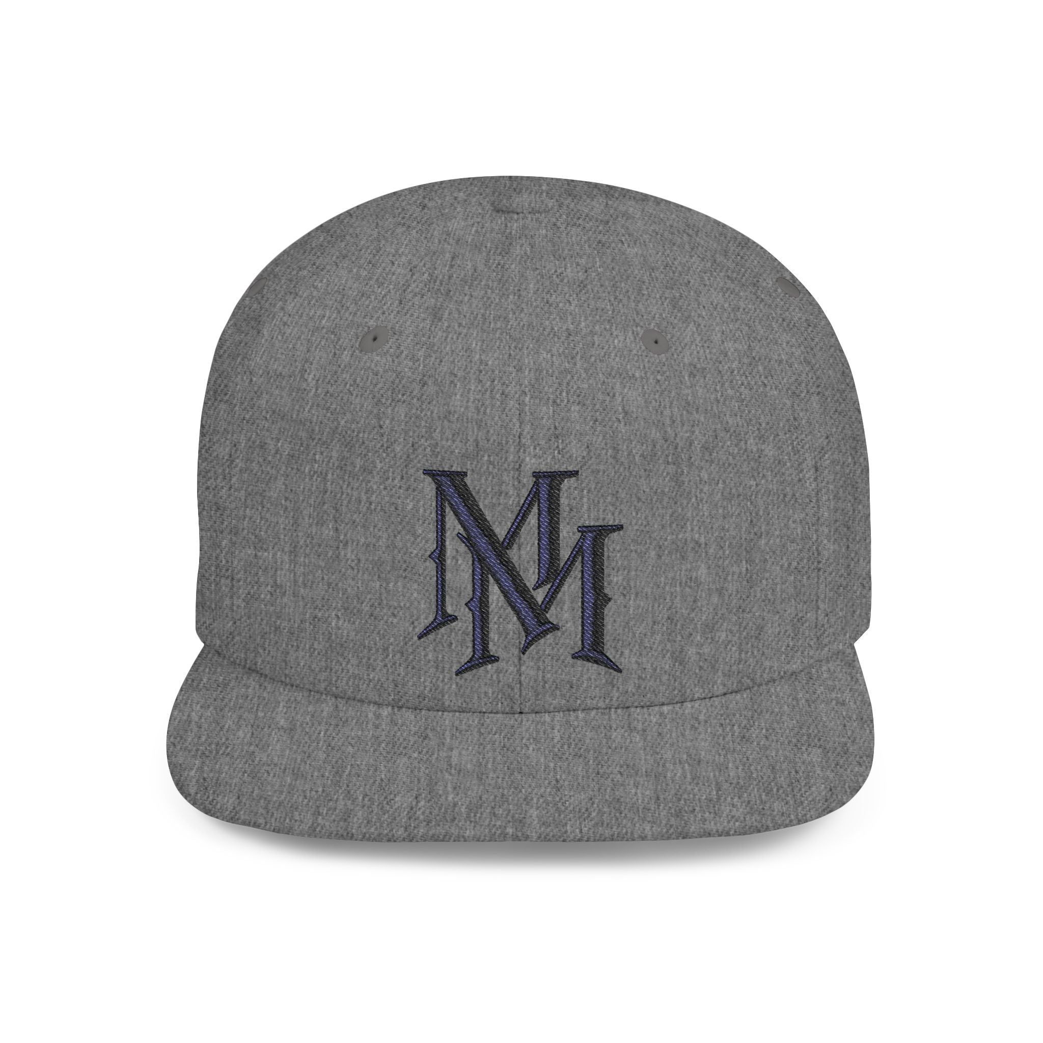 Flat Bill Snapback Hat - Monogram 'MM' Embroidered Streetwear Cap