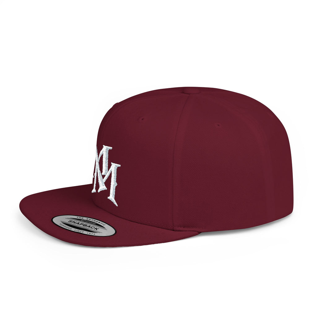 Flat Bill Snapback Hat — Embroidered "MM" Monogram Streetwear Cap