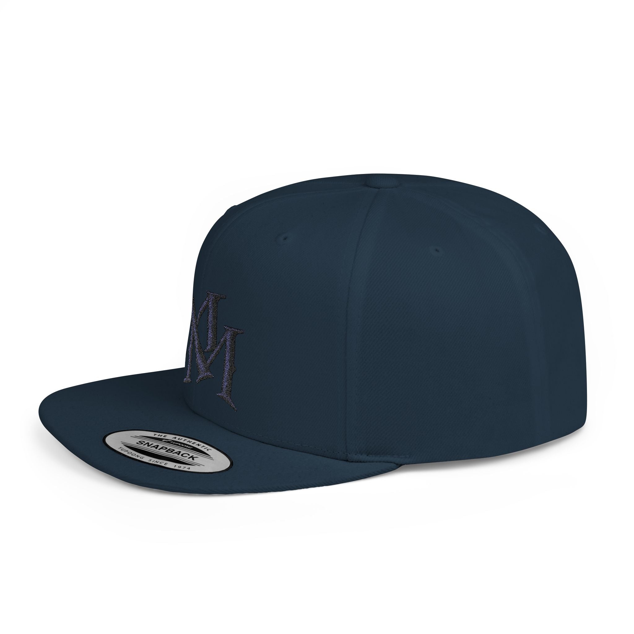 Flat Bill Snapback Hat - Monogram 'MM' Embroidered Streetwear Cap