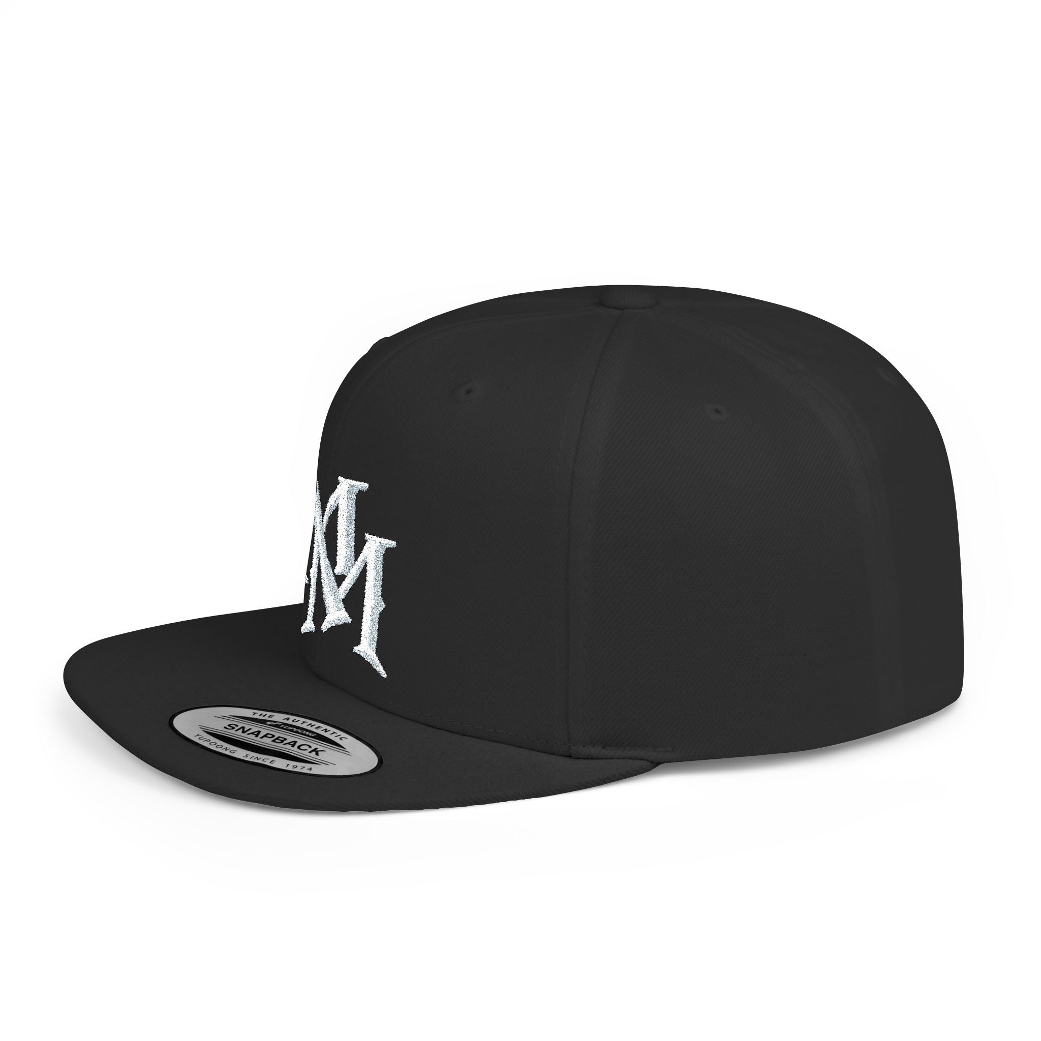 Flat Bill Snapback Hat — Embroidered "MM" Monogram Streetwear Cap