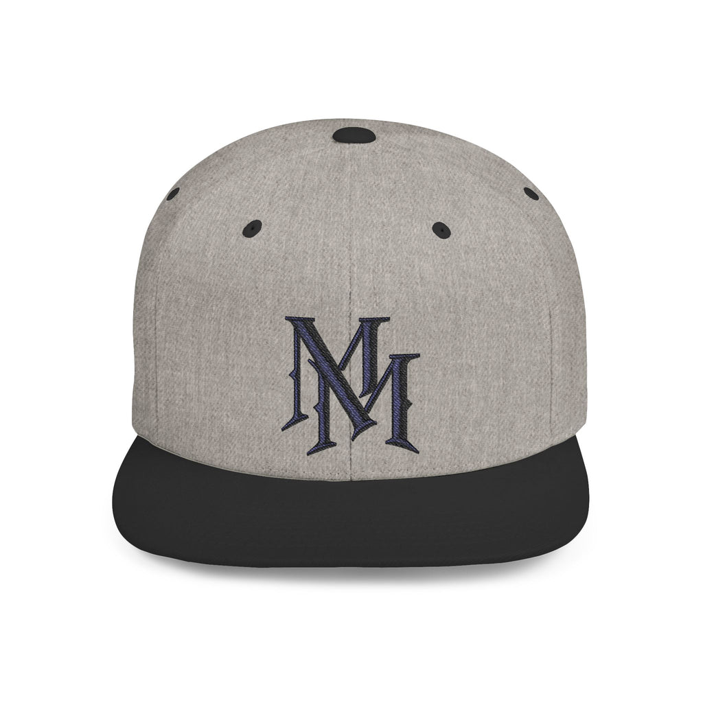 Flat Bill Snapback Hat - Monogram 'MM' Embroidered Streetwear Cap