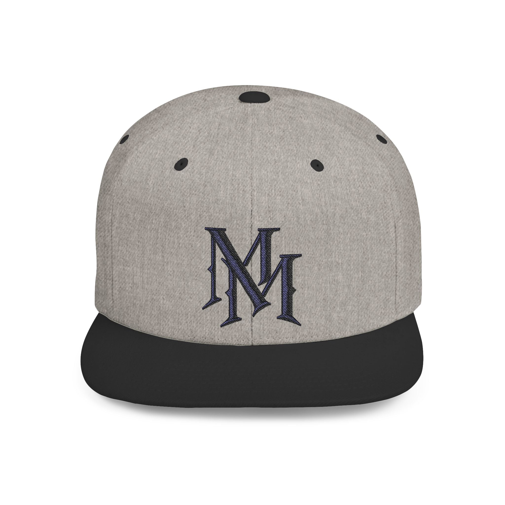 Flat Bill Snapback Hat - Monogram 'MM' Embroidered Streetwear Cap