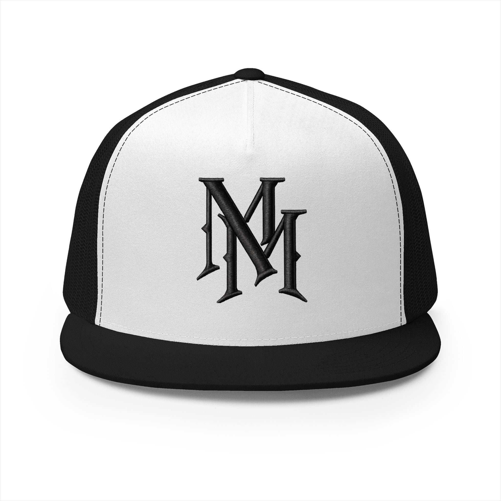 Monogram 'MM' Embroidered Trucker Cap — Classic Vintage Logo Snapback
