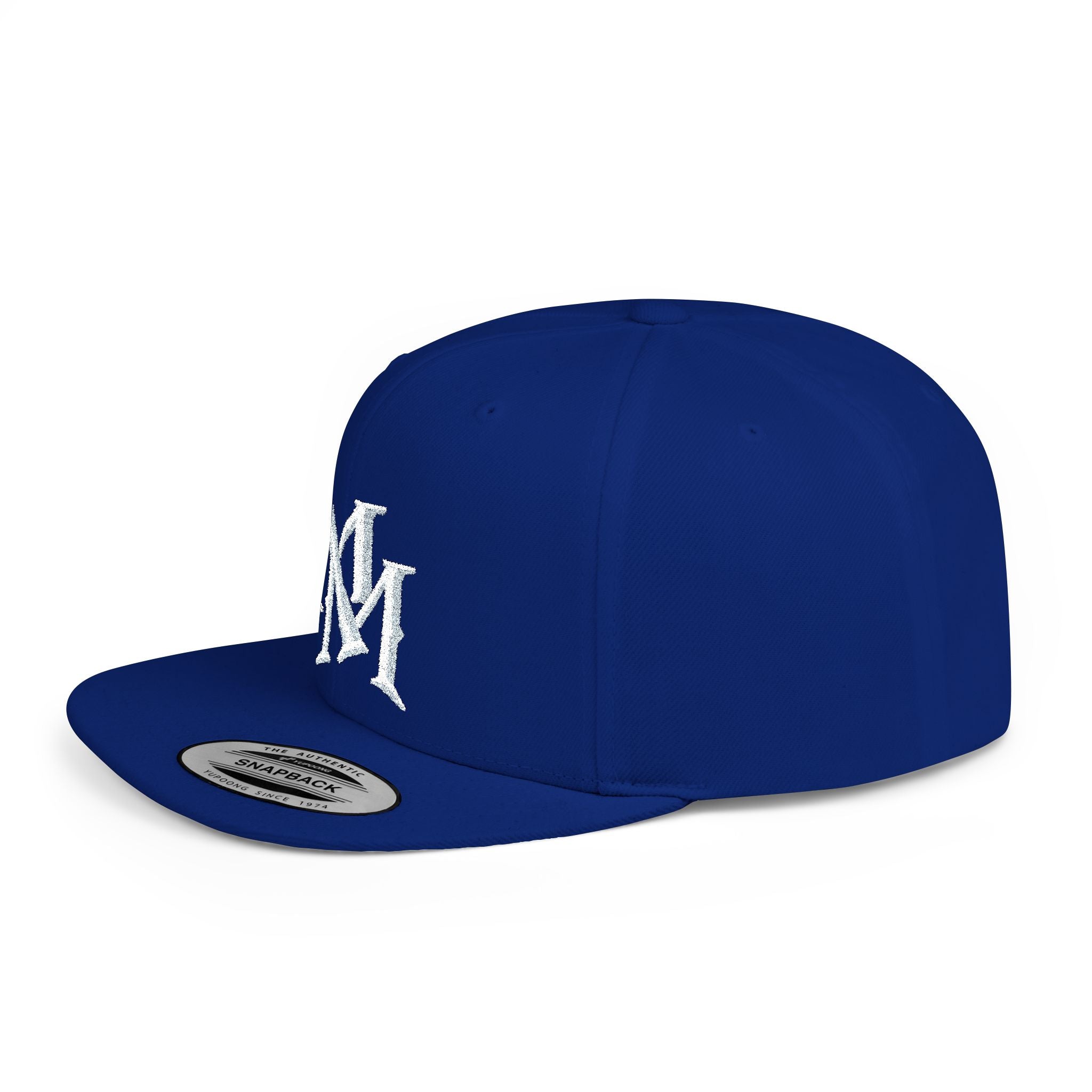 Flat Bill Snapback Hat — Embroidered "MM" Monogram Streetwear Cap