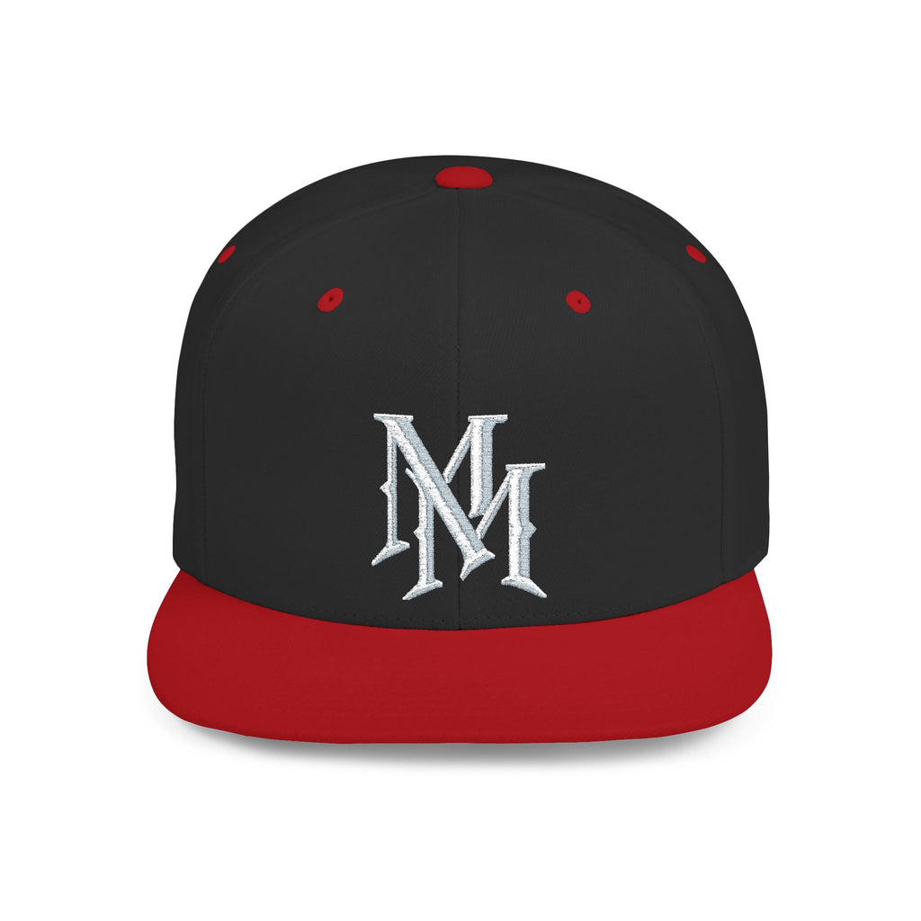 Flat Bill Snapback Hat — Embroidered "MM" Monogram Streetwear Cap