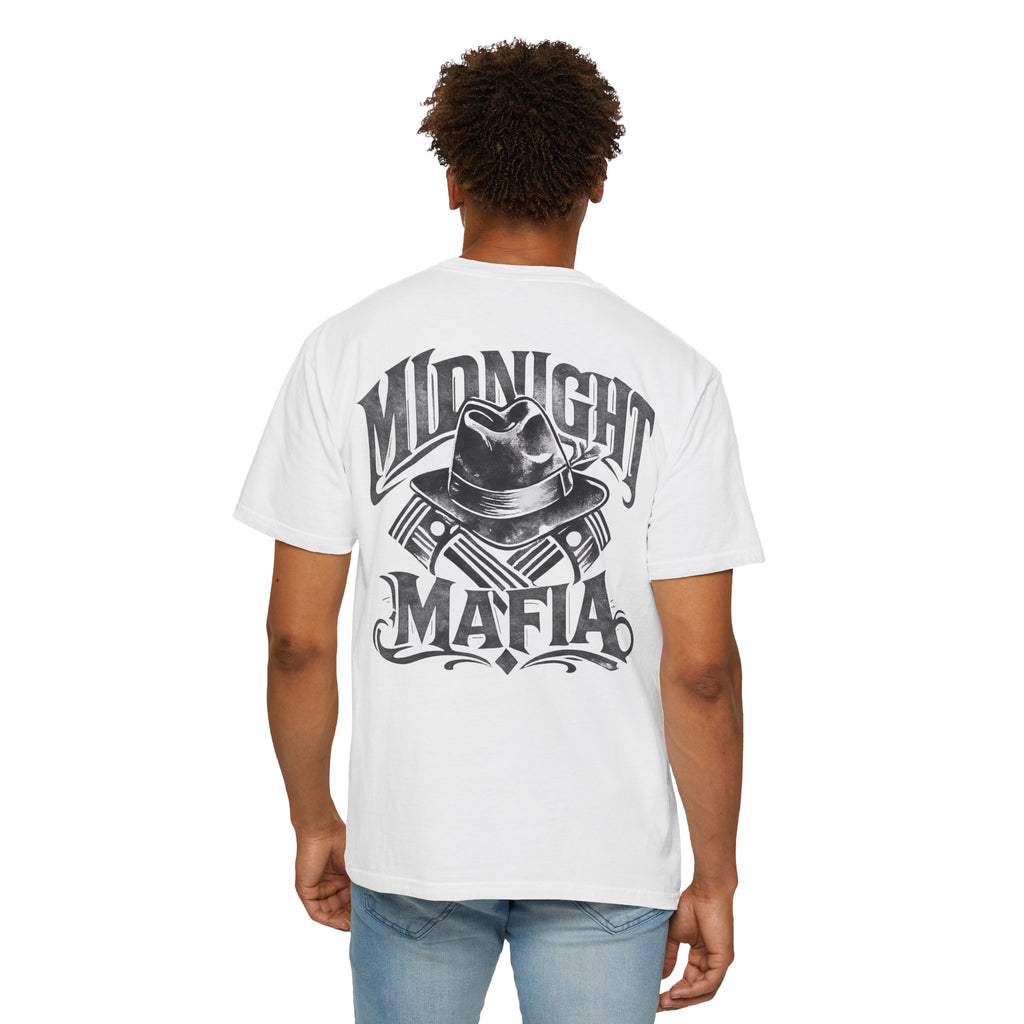 Midnight Mafia Graphic T-Shirt — Vintage Hat & Pistons Design
