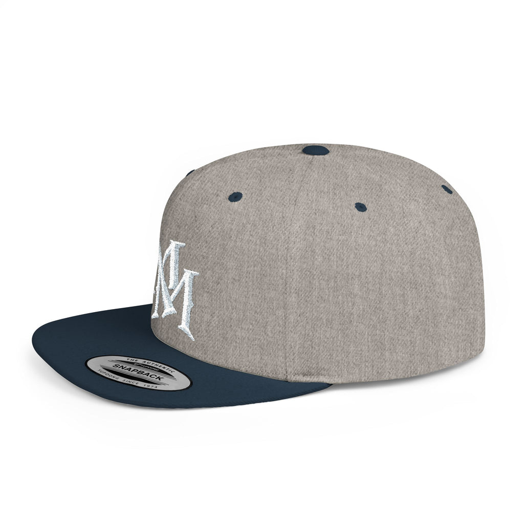 Flat Bill Snapback Hat — Embroidered "MM" Monogram Streetwear Cap