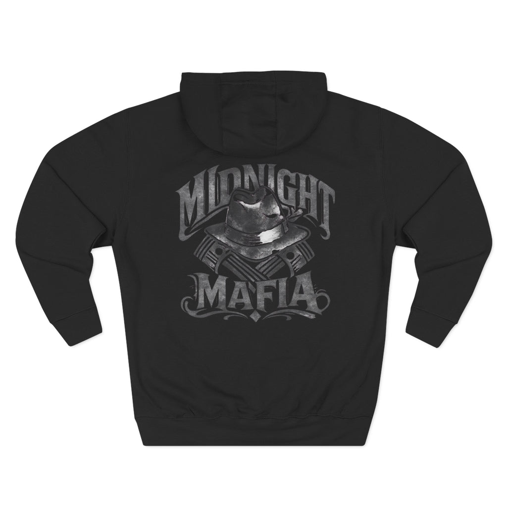 Midnight Mafia Hoodie — Vintage Piston & Fedora Streetwear Pullover
