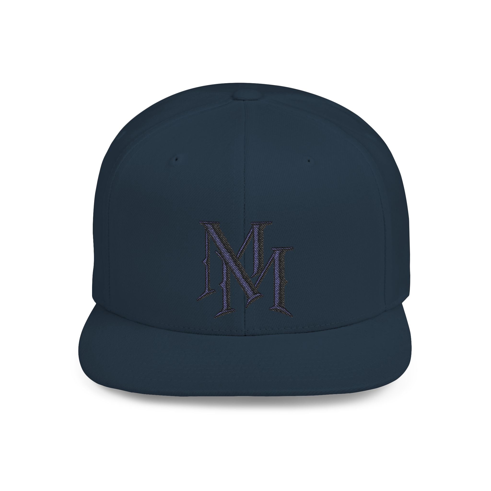 Flat Bill Snapback Hat - Monogram 'MM' Embroidered Streetwear Cap