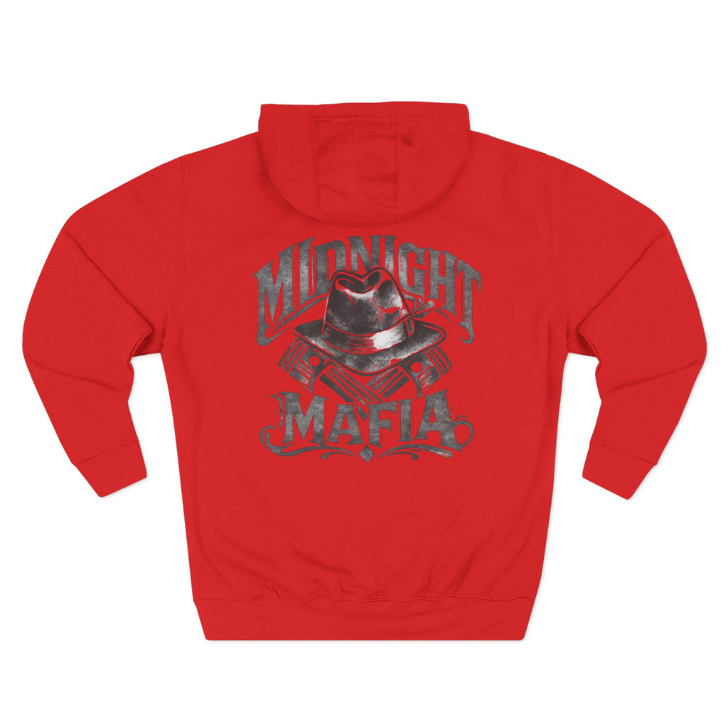 Midnight Mafia Hoodie — Vintage Piston & Fedora Streetwear Pullover
