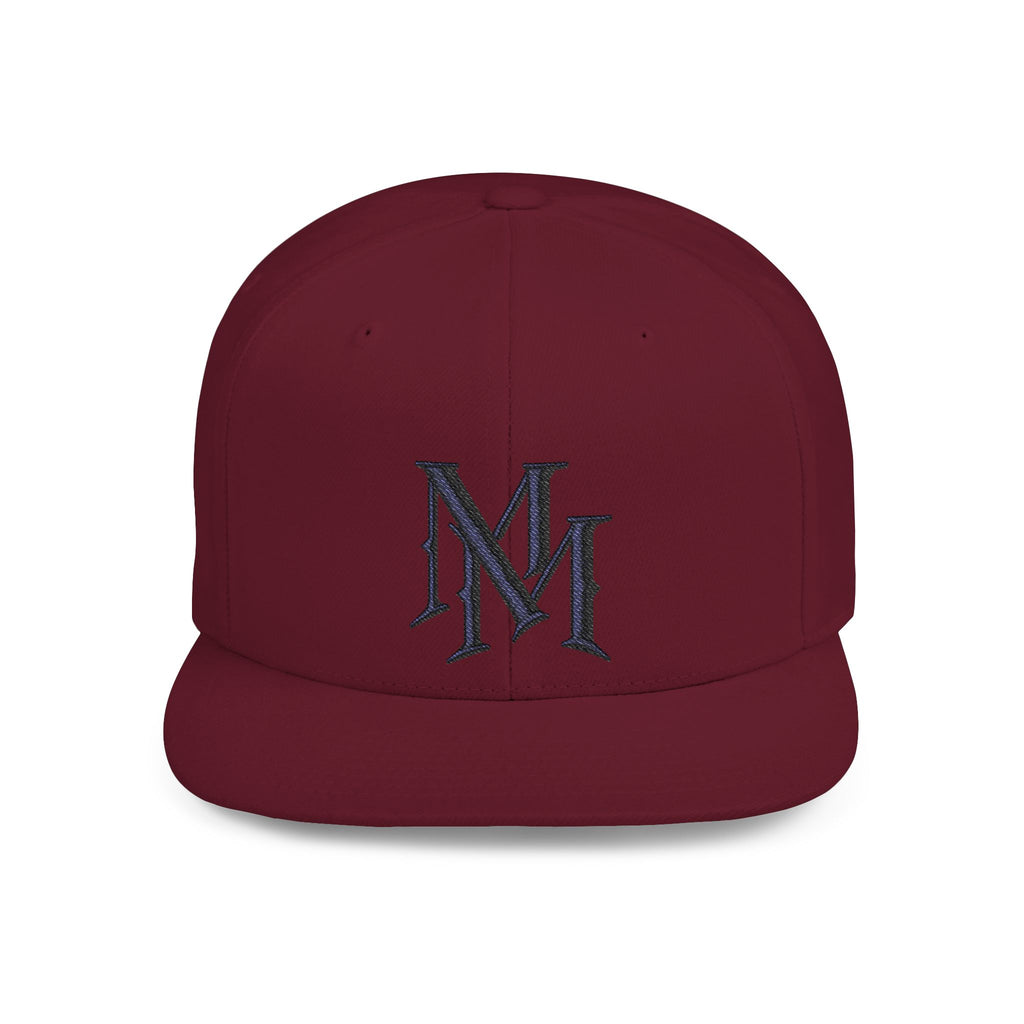 Flat Bill Snapback Hat - Monogram 'MM' Embroidered Streetwear Cap