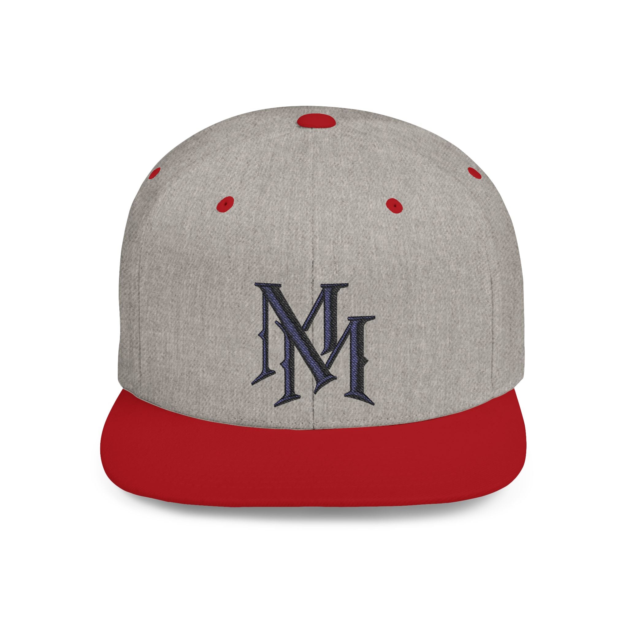 Flat Bill Snapback Hat - Monogram 'MM' Embroidered Streetwear Cap