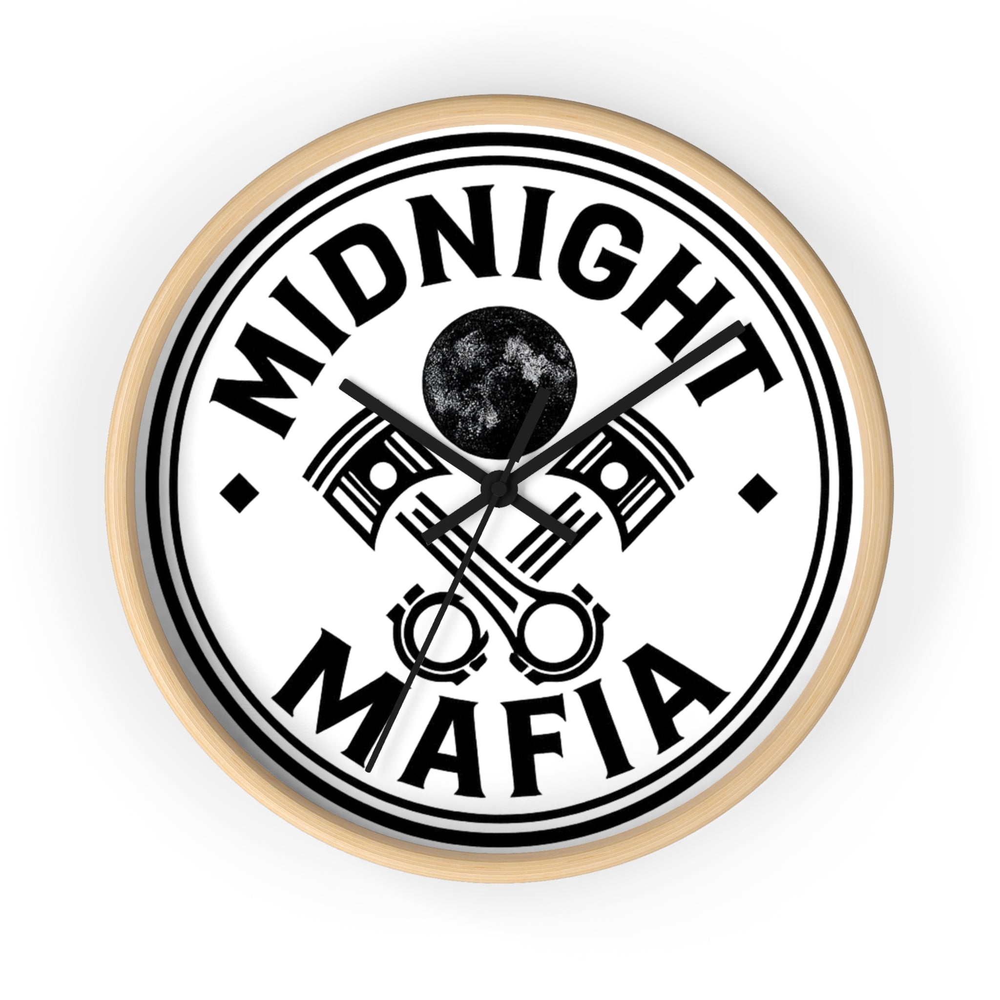 Midnight Mafia Wall Clock — Vintage Piston Auto Mechanics Decor