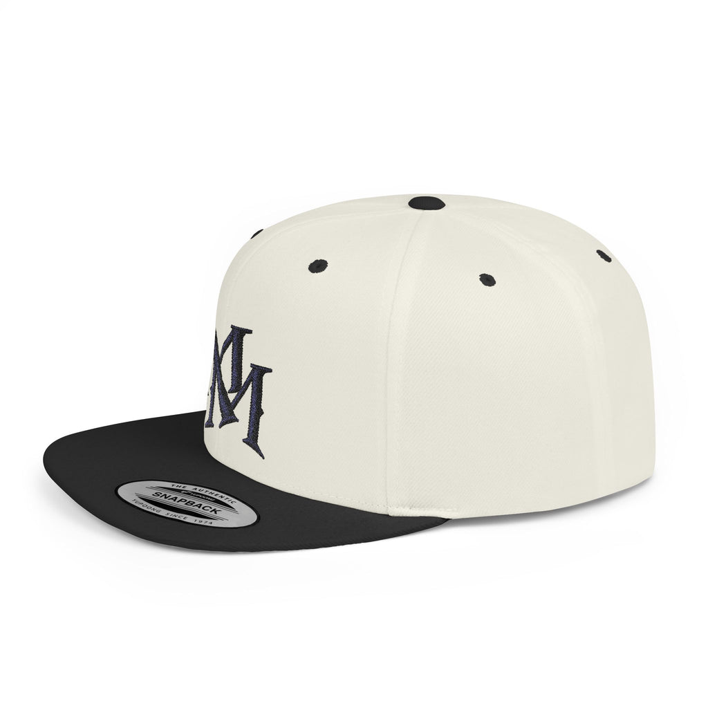 Flat Bill Snapback Hat - Monogram 'MM' Embroidered Streetwear Cap