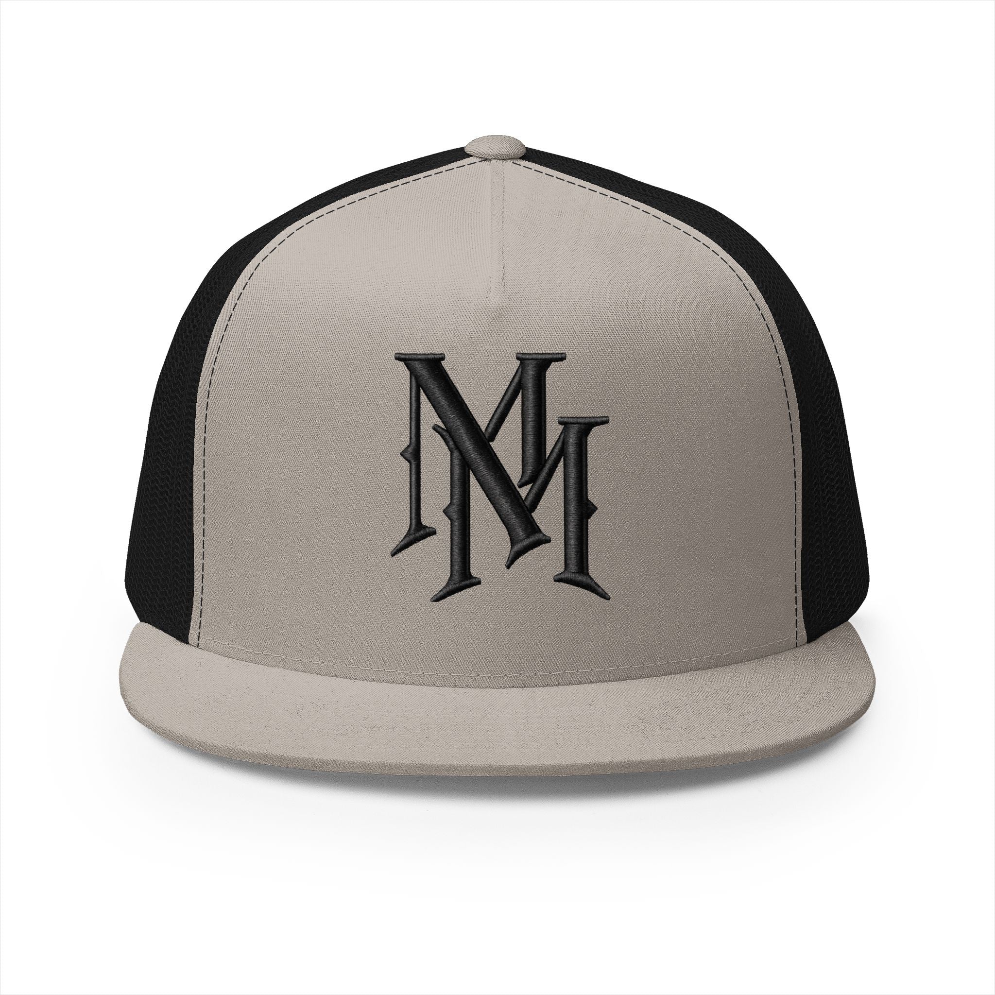 Monogram 'MM' Embroidered Trucker Cap — Classic Vintage Logo Snapback