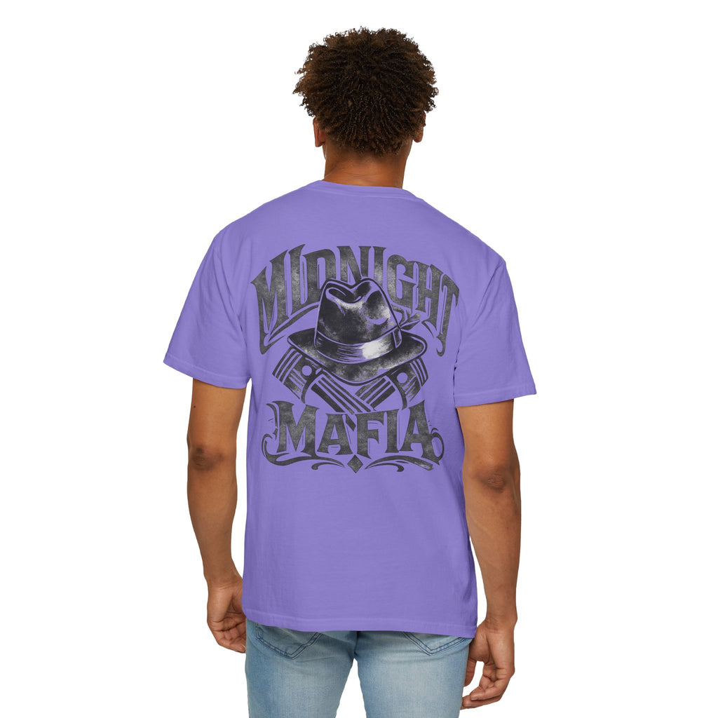 Midnight Mafia Graphic T-Shirt — Vintage Hat & Pistons Design