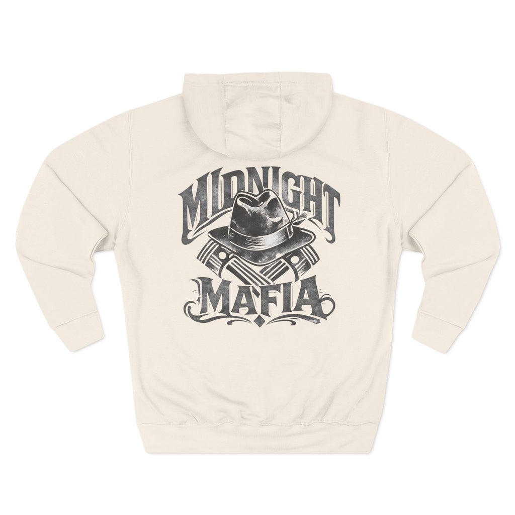 Midnight Mafia Hoodie — Vintage Piston & Fedora Streetwear Pullover