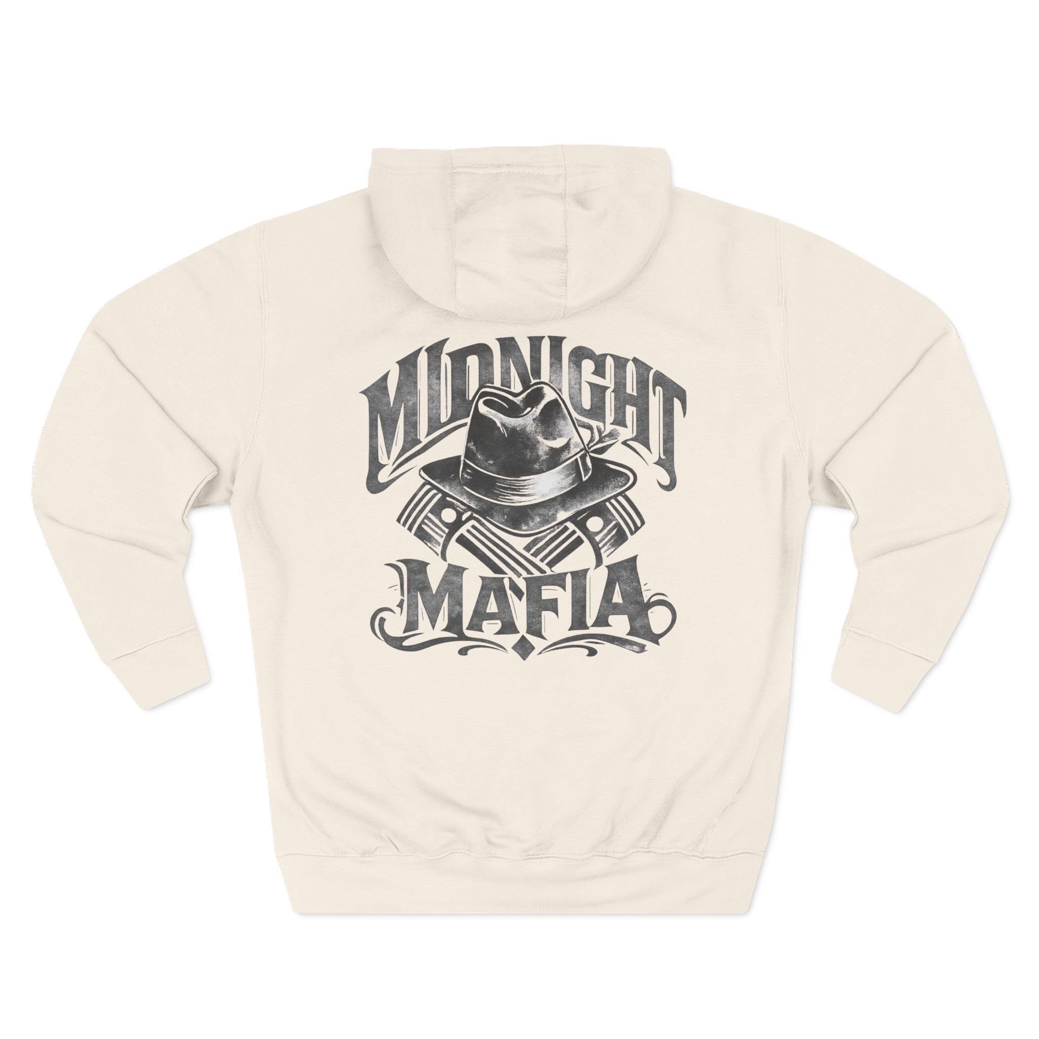 Midnight Mafia Hoodie — Vintage Piston & Fedora Streetwear Pullover