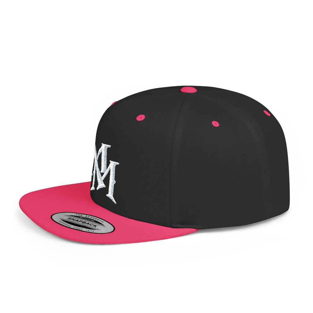 Flat Bill Snapback Hat — Embroidered "MM" Monogram Streetwear Cap