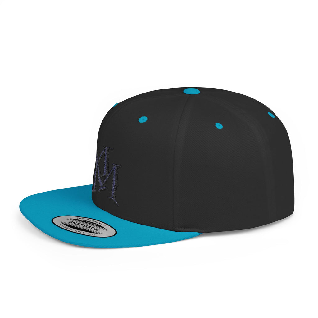 Flat Bill Snapback Hat - Monogram 'MM' Embroidered Streetwear Cap